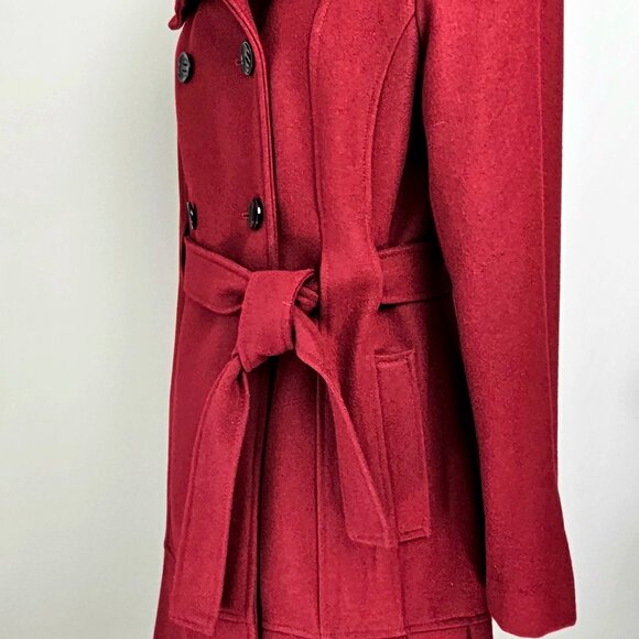 Listing Title: Calvin Klein Power Dressing Red Wool Pleated Coat 8 - Picture 10 of 16